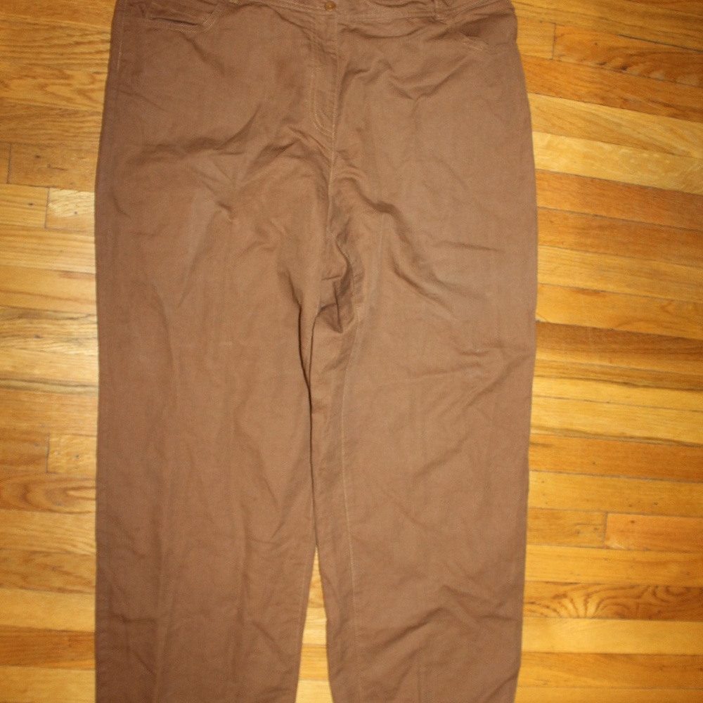 Eileen Fisher brown linen blend pants 1X